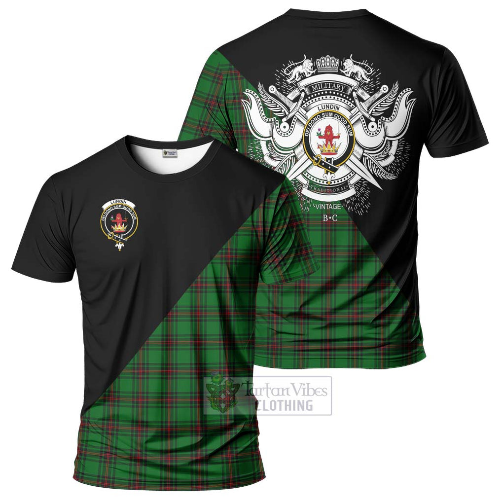 Lundin Tartan T-Shirt with Family Crest and Military Logo Style Kid's Shirt - Tartan Vibes Clothing