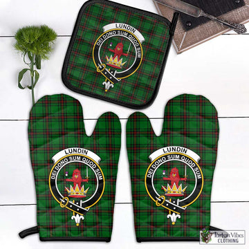 Lundin Tartan Combo Oven Mitt & Pot-Holder with Family Crest - Tartan Vibes Clothing