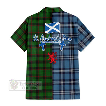 Lundin Tartan Hawaiian Shirt Happy St. Andrew's Day Half Tartan Style - Tartan Vibes Clothing