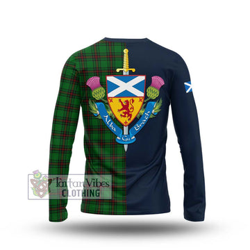 Lundin Tartan Long Sleeve T-Shirt Alba with Scottish Lion Royal Arm Half Style - Tartan Vibes Clothing