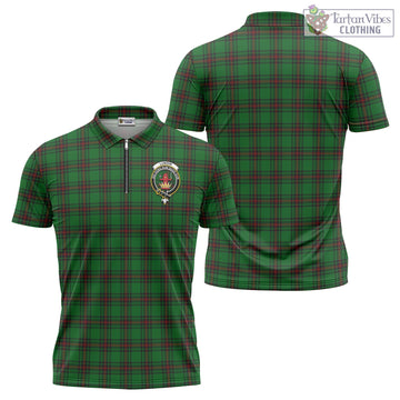 Lundin Tartan Zipper Polo Shirt with Family Crest - Tartan Vibes Clothing