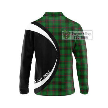 Lundin Tartan Long Sleeve Polo Shirt with Family Crest Circle Style - Tartan Vibes Clothing