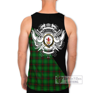 Lundin Tartan Men's Tank Top with Family Crest and Military Logo Style - Tartan Vibes Clothing