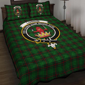 Lundin Tartan Quilt Bed Set with Family Crest - Tartan Vibes Clothing