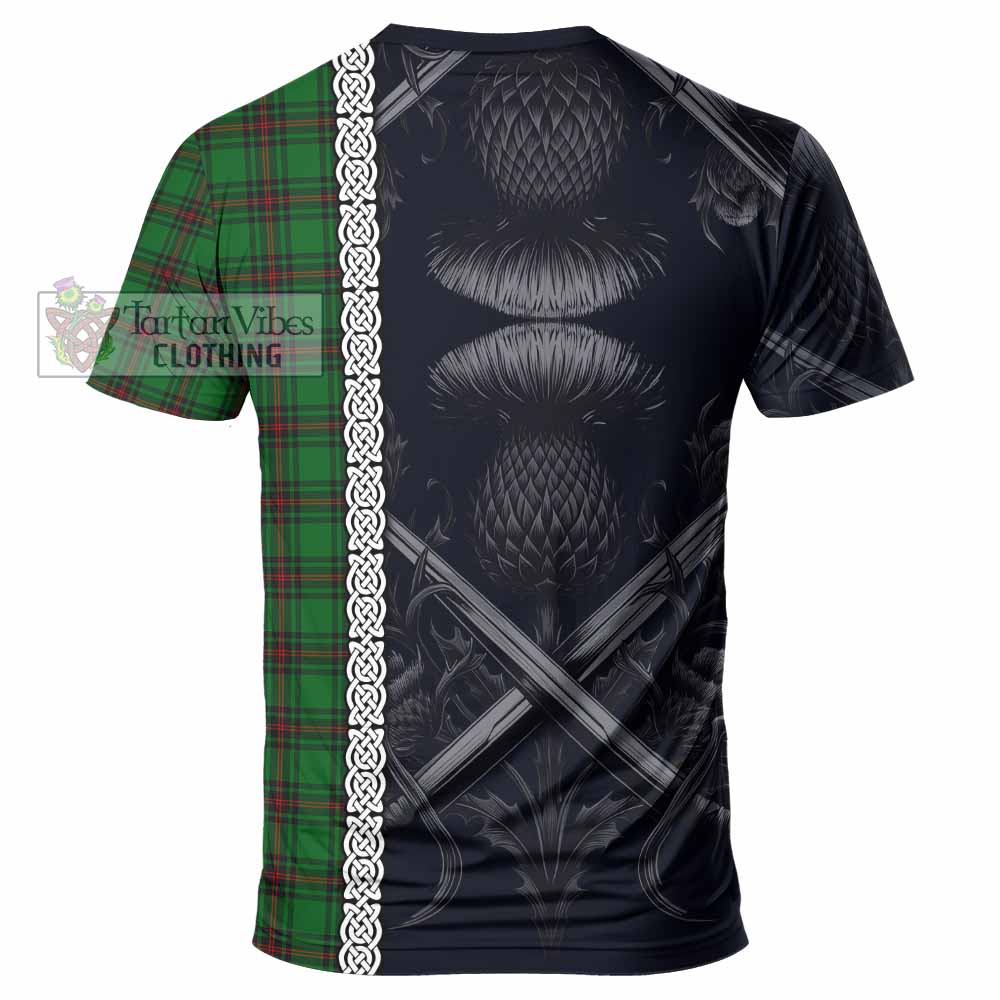 Lundin Tartan T-Shirt with Family Crest Cross Sword Thistle Celtic Vibes - Tartan Vibes Clothing