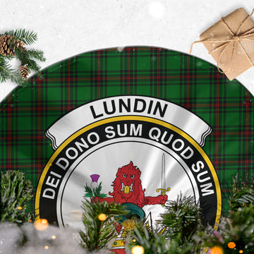 Lundin Tartan Christmas Tree Skirt with Family Crest - Tartan Vibes Clothing