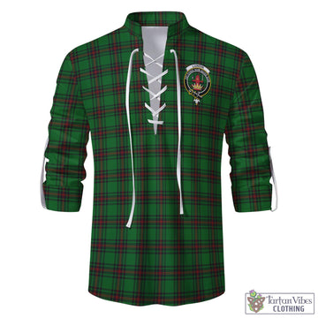 Lundin Tartan Men's Scottish Traditional Jacobite Ghillie Kilt Shirt with Family Crest