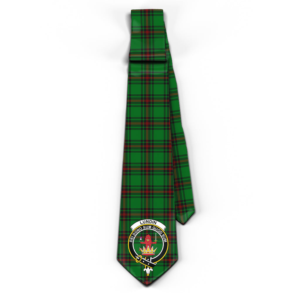 Lundin Tartan Classic Necktie with Family Crest - Tartan Vibes Clothing