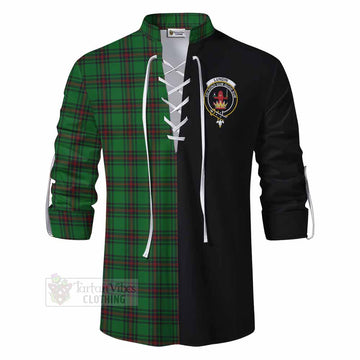 Lundin Tartan Ghillie Kilt Shirt with Family Crest and Half Of Me Style - Tartan Vibes Clothing
