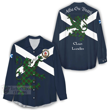 Lundin Tartan Lion Rampant Women's Casual Shirt Proudly Display Your Heritage with Alba Gu Brath and Clan Name - Tartan Vibes Clothing