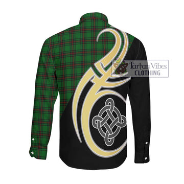 Lundin Tartan Long Sleeve Button Shirt with Family Crest and Celtic Symbol Style Men's Shirt - Tartan Vibes Clothing