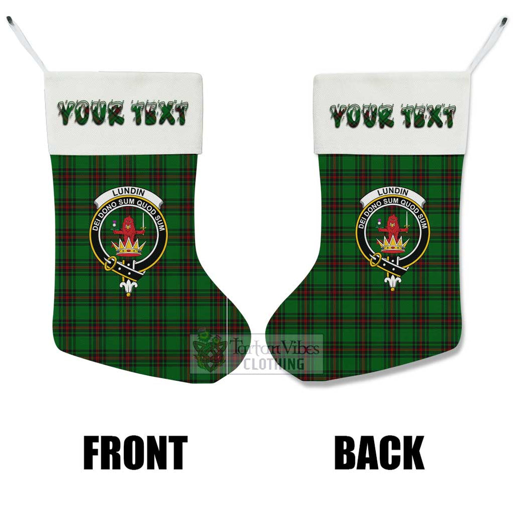 Lundin Tartan Family Crest Christmas Stocking with Personalized Text - Tartan Vibes Clothing