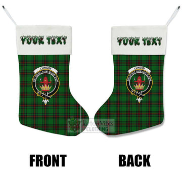 Lundin Tartan Family Crest Christmas Stocking with Personalized Text - Tartan Vibes Clothing
