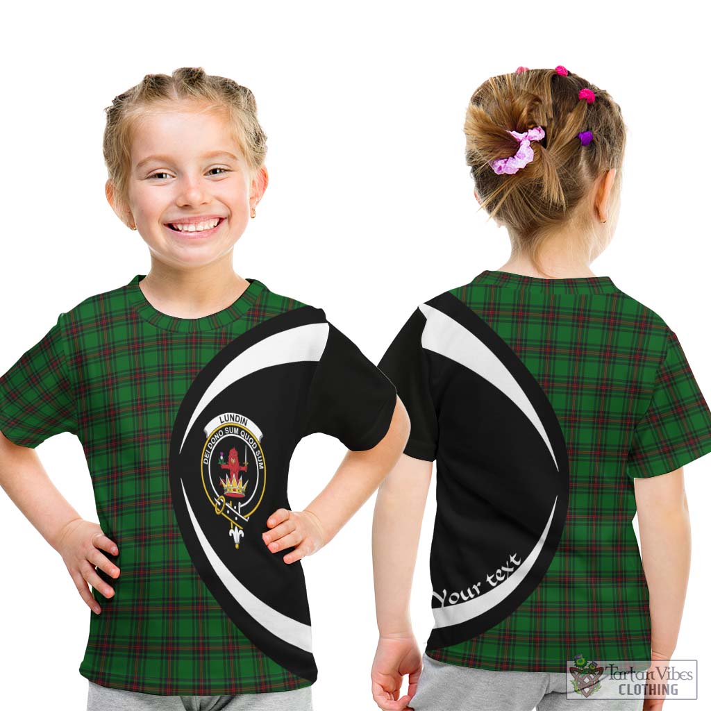 Lundin Tartan Kid T-Shirt with Family Crest Circle Style - Tartan Vibes Clothing