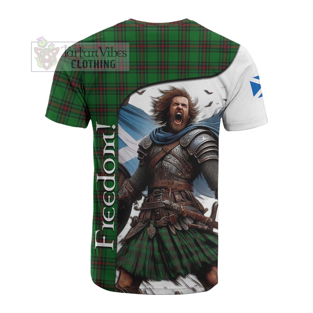 Tartan Vibes Clothing Lundin Crest Tartan Cotton T-shirt Inspired by the Freedom of Scottish Warrior