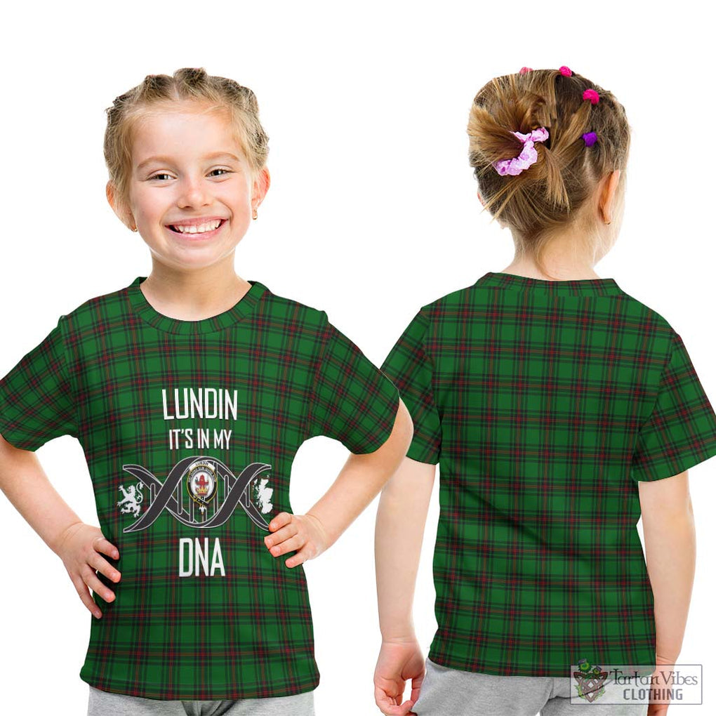 Lundin Tartan Kid T-Shirt with Family Crest DNA In Me Style - Tartan Vibes Clothing