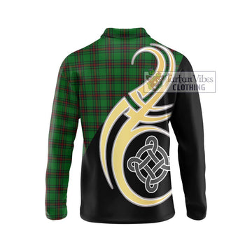 Lundin Tartan Long Sleeve Polo Shirt with Family Crest and Celtic Symbol Style - Tartan Vibes Clothing