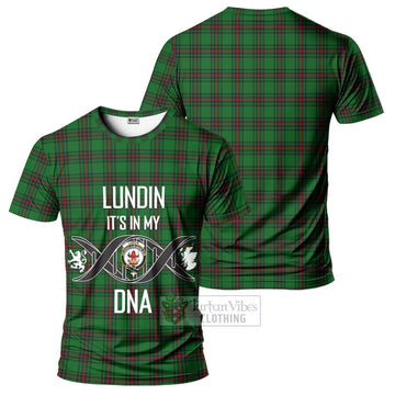 Lundin Tartan T-Shirt with Family Crest DNA In Me Style - Tartan Vibes Clothing