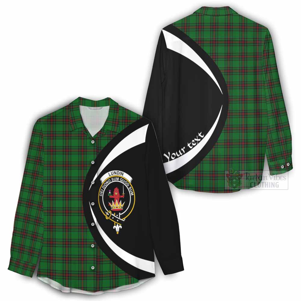 Lundin Tartan Women's Casual Shirt with Family Crest Circle Style - Tartan Vibes Clothing