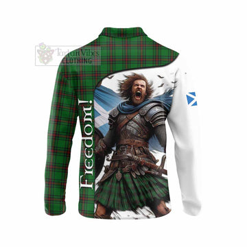Tartan Vibes Clothing Lundin Crest Tartan Long Sleeve Polo Shirt Inspired by the Freedom of Scottish Warrior