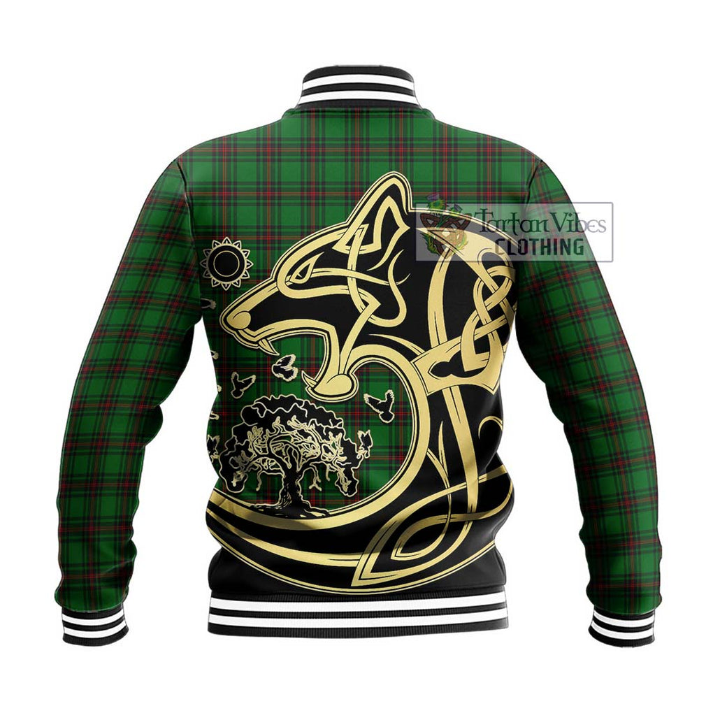 Lundin Tartan Baseball Jacket with Family Crest Celtic Wolf Style - Tartan Vibes Clothing