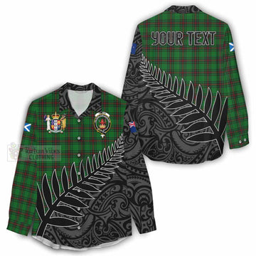 Lundin Crest Tartan Women's Casual Shirt with New Zealand Silver Fern Half Style - Tartan Vibes Clothing