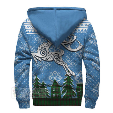 Lundin Clan Christmas Sherpa Hoodie Celtic Reindeer Style - Tartan Vibes Clothing