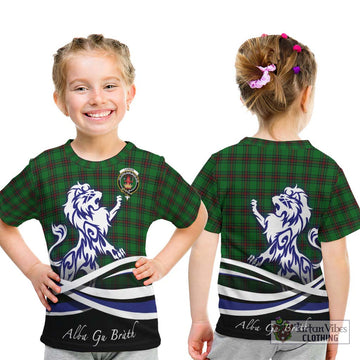 Lundin Tartan Kid T-Shirt with Alba Gu Brath Regal Lion Emblem - Tartan Vibes Clothing