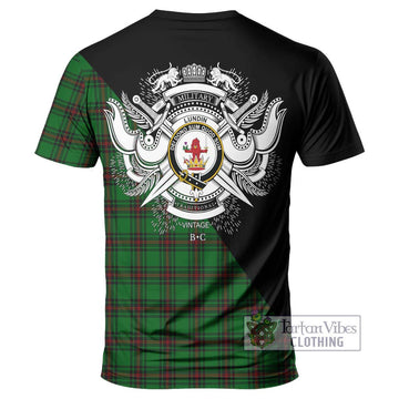 Lundin Tartan T-Shirt with Family Crest and Military Logo Style - Tartan Vibes Clothing