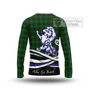 Lundin Tartan Long Sleeve T-Shirt with Alba Gu Brath Regal Lion Emblem - Tartan Vibes Clothing