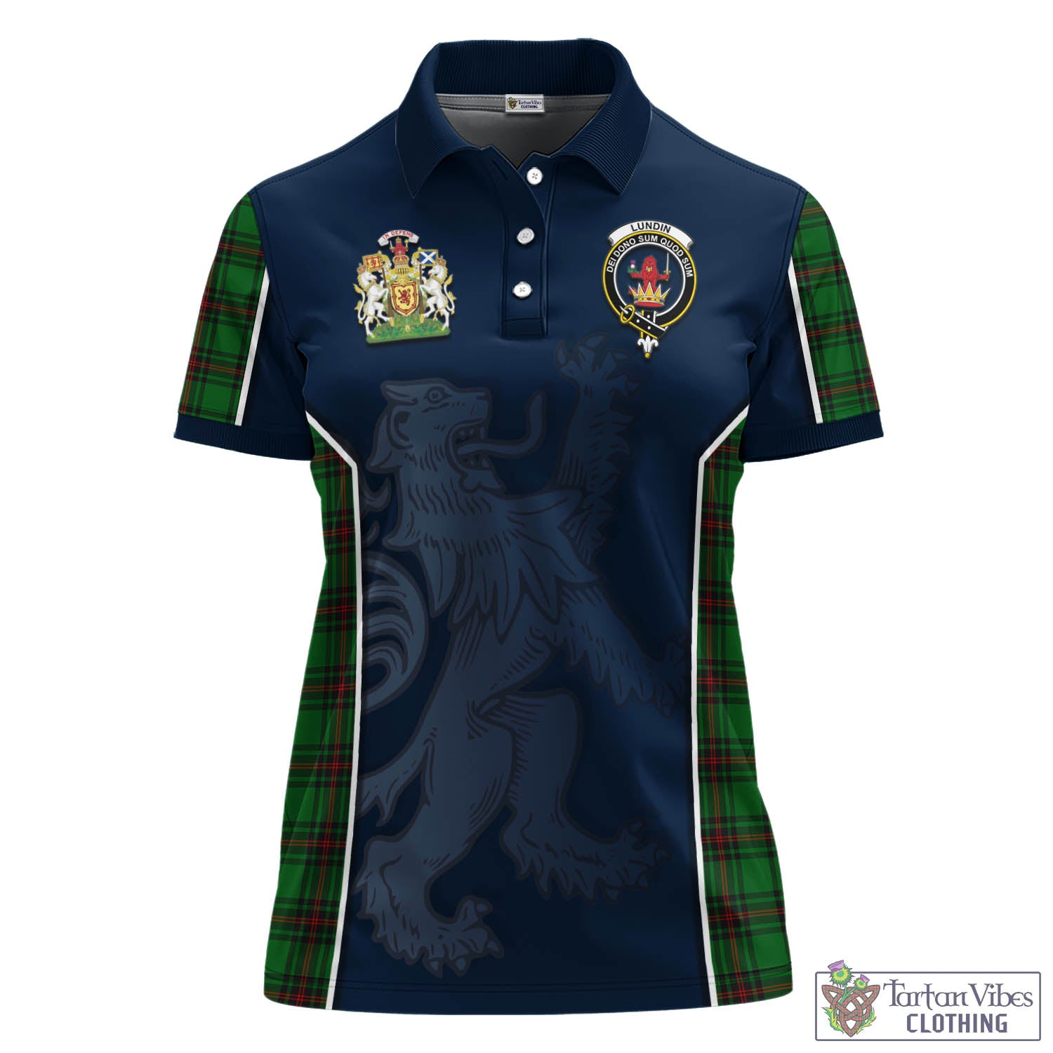 Tartan Vibes Clothing Lundin Tartan Women's Polo Shirt with Family Crest and Lion Rampant Vibes Sport Style