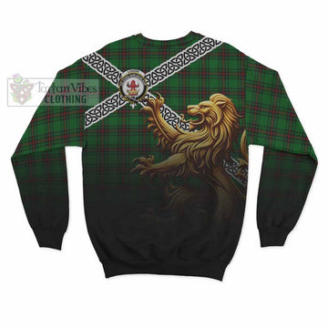 Lundin Crest Tartan Sweatshirt with Golden Lion Emblem Celtic Style - Tartan Vibes Clothing