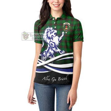 Lundin Tartan Women's Polo Shirt with Alba Gu Brath Regal Lion Emblem - Tartan Vibes Clothing