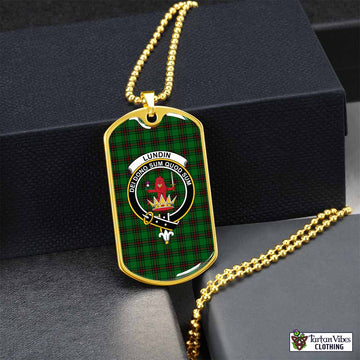 Tartan Vibes Clothing Lundin Tartan Dog Tag Necklace with Family Crest