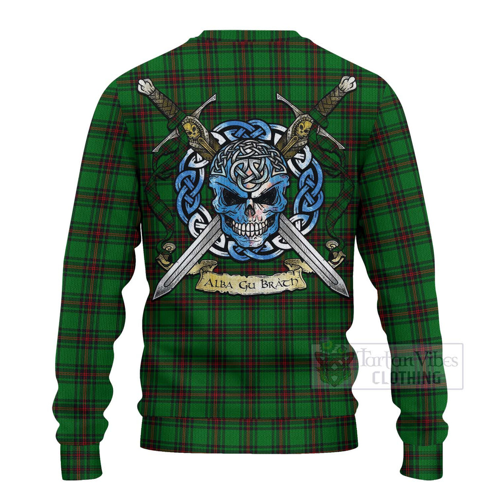 Lundin Tartan Ugly Sweater with Family Crest Celtic Skull Style - Tartan Vibes Clothing