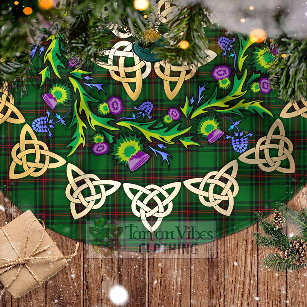 Tartan Vibes Clothing Lundin Tartan Christmas Tree Skirt with Thistle Celtic Knot Style