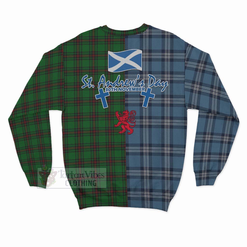 Lundin Tartan Sweatshirt Happy St. Andrew's Day Half Tartan Style - Tartan Vibes Clothing