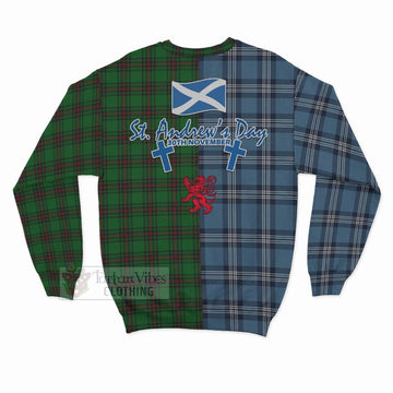 Lundin Tartan Sweatshirt Happy St. Andrew's Day Half Tartan Style - Tartan Vibes Clothing