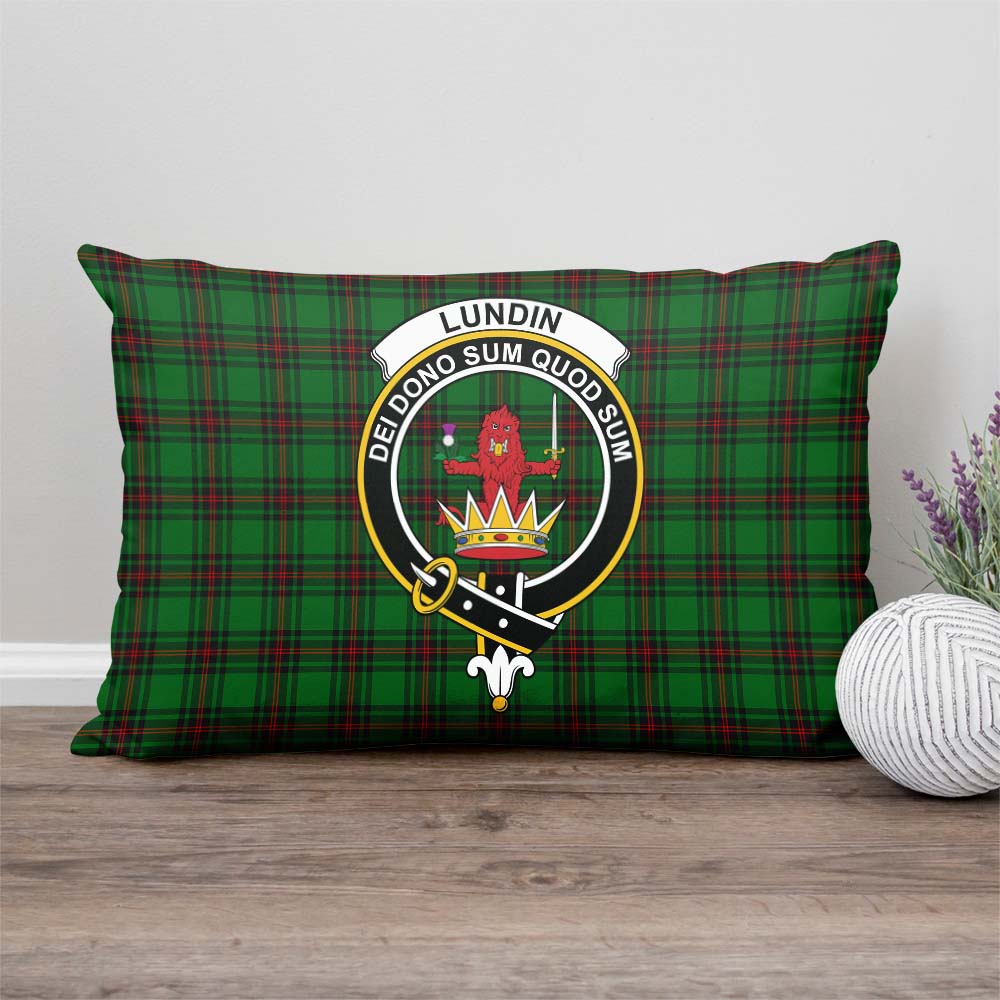Lundin Tartan Pillow Cover with Family Crest - Tartan Vibes Clothing