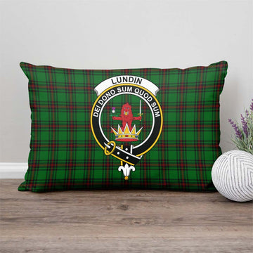 Lundin Tartan Pillow Cover with Family Crest - Tartan Vibes Clothing