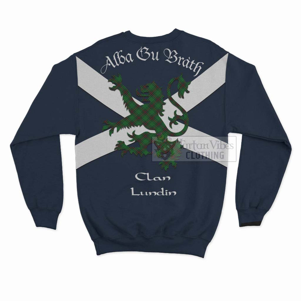 Lundin Tartan Lion Rampant Sweatshirt Proudly Display Your Heritage with Alba Gu Brath and Clan Name - Tartan Vibes Clothing