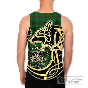 Lundin Tartan Men's Tank Top with Family Crest Celtic Wolf Style - Tartan Vibes Clothing