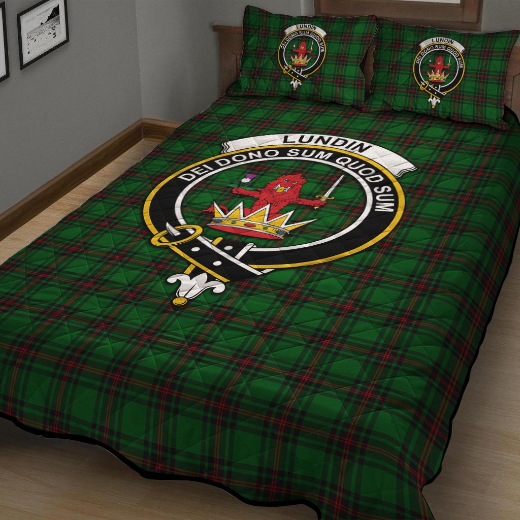 Lundin Tartan Quilt Bed Set with Family Crest - Tartan Vibes Clothing