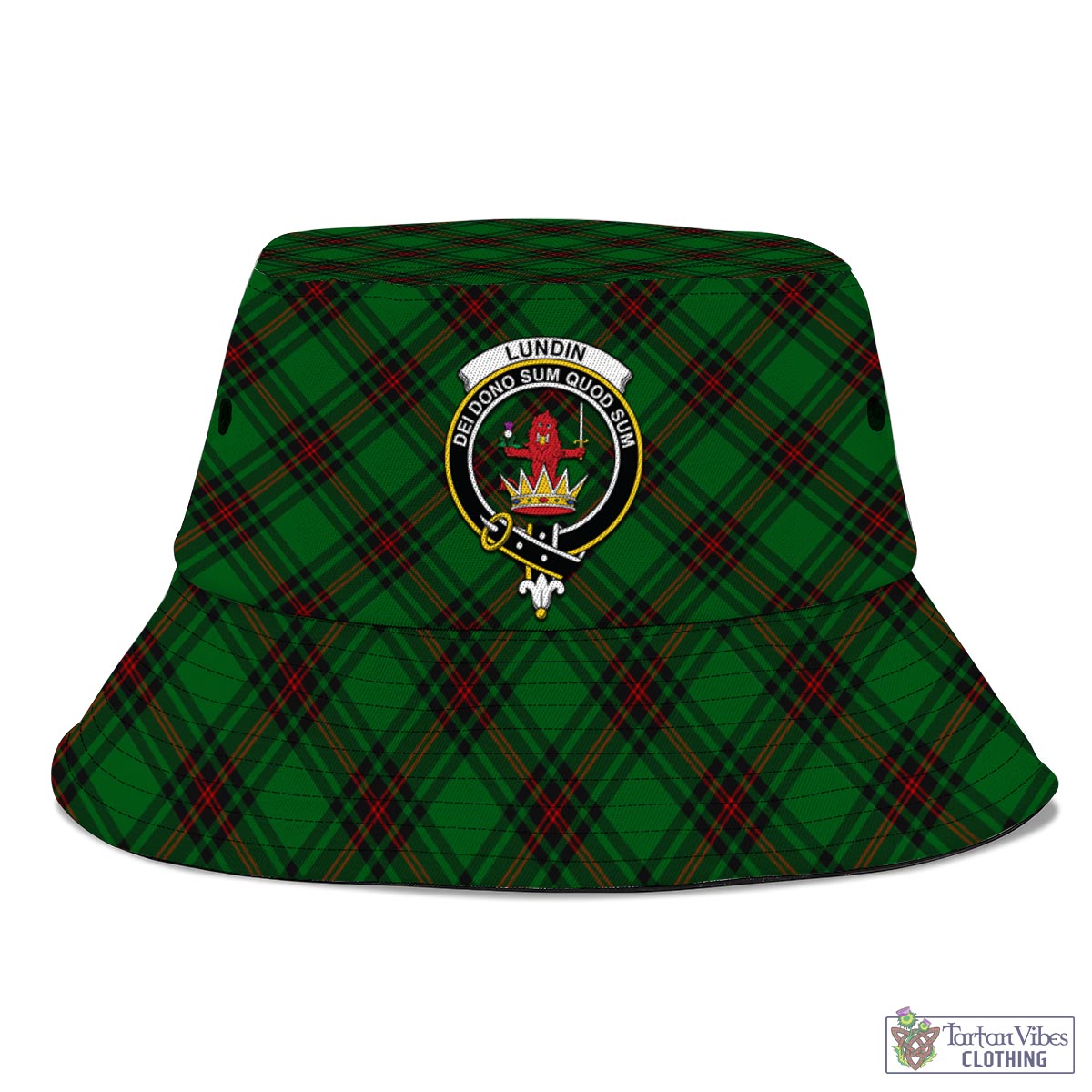 Lundin Tartan Bucket Hat with Family Crest - Tartan Vibes Clothing