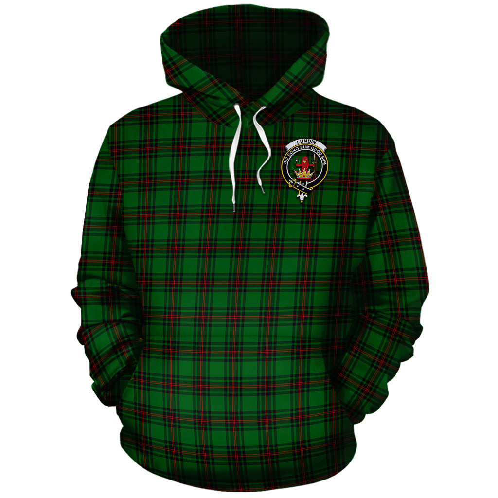 Lundin Tartan Hoodie with Family Crest - Tartan Vibes Clothing