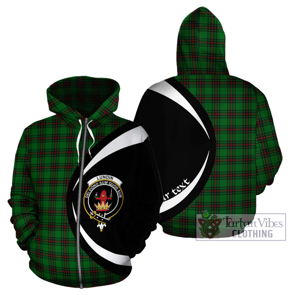 Lundin Tartan Hoodie with Family Crest Circle Style - Tartan Vibes Clothing