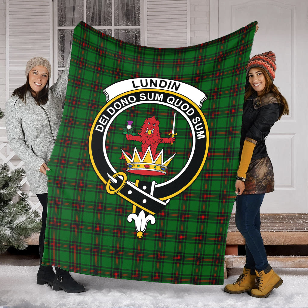 Lundin Tartan Blanket with Family Crest - Tartan Vibes Clothing