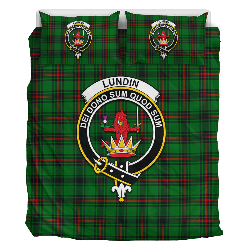 Lundin Tartan Bedding Set with Family Crest - Tartan Vibes Clothing