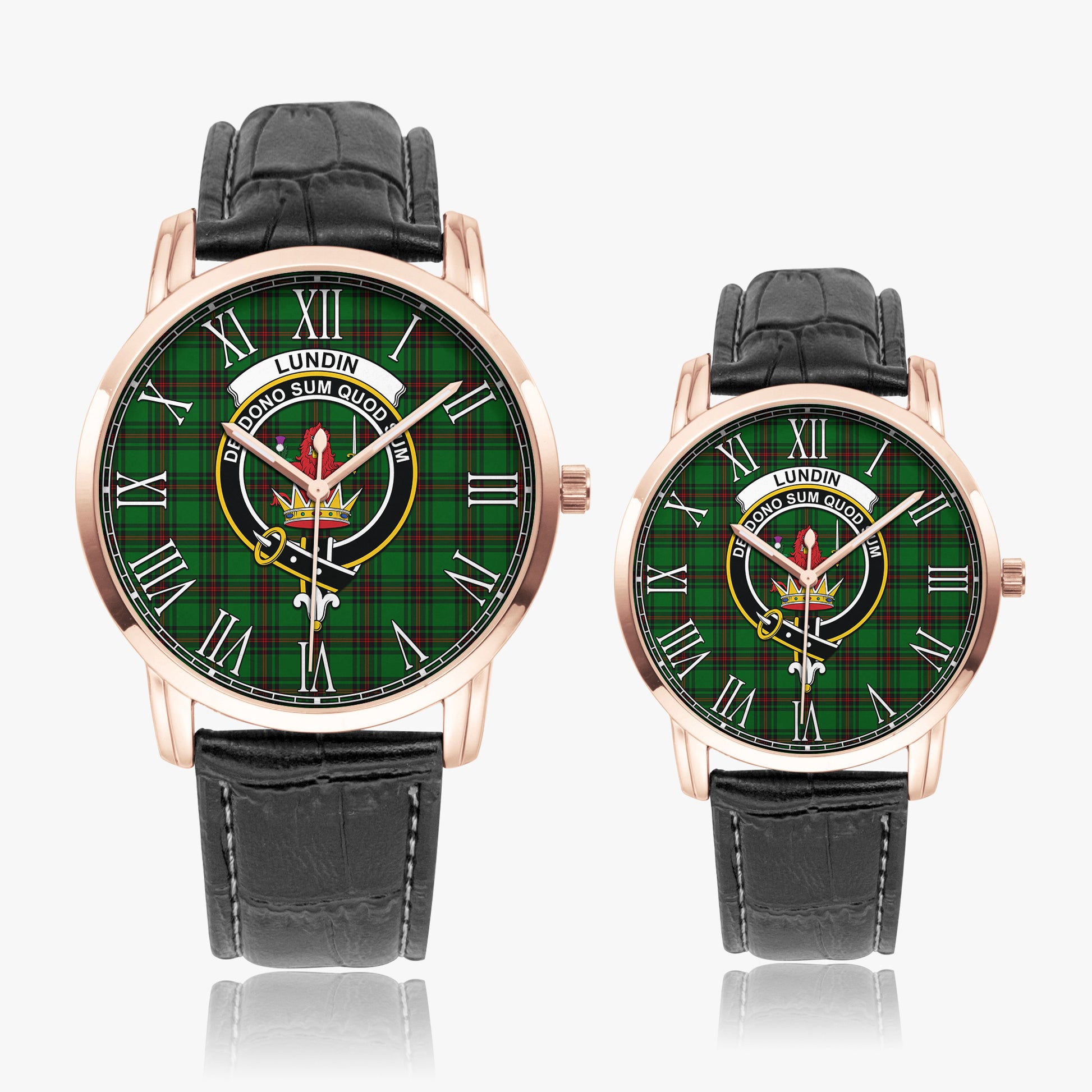Lundin Tartan Family Crest Leather Strap Quartz Watch - Tartan Vibes Clothing
