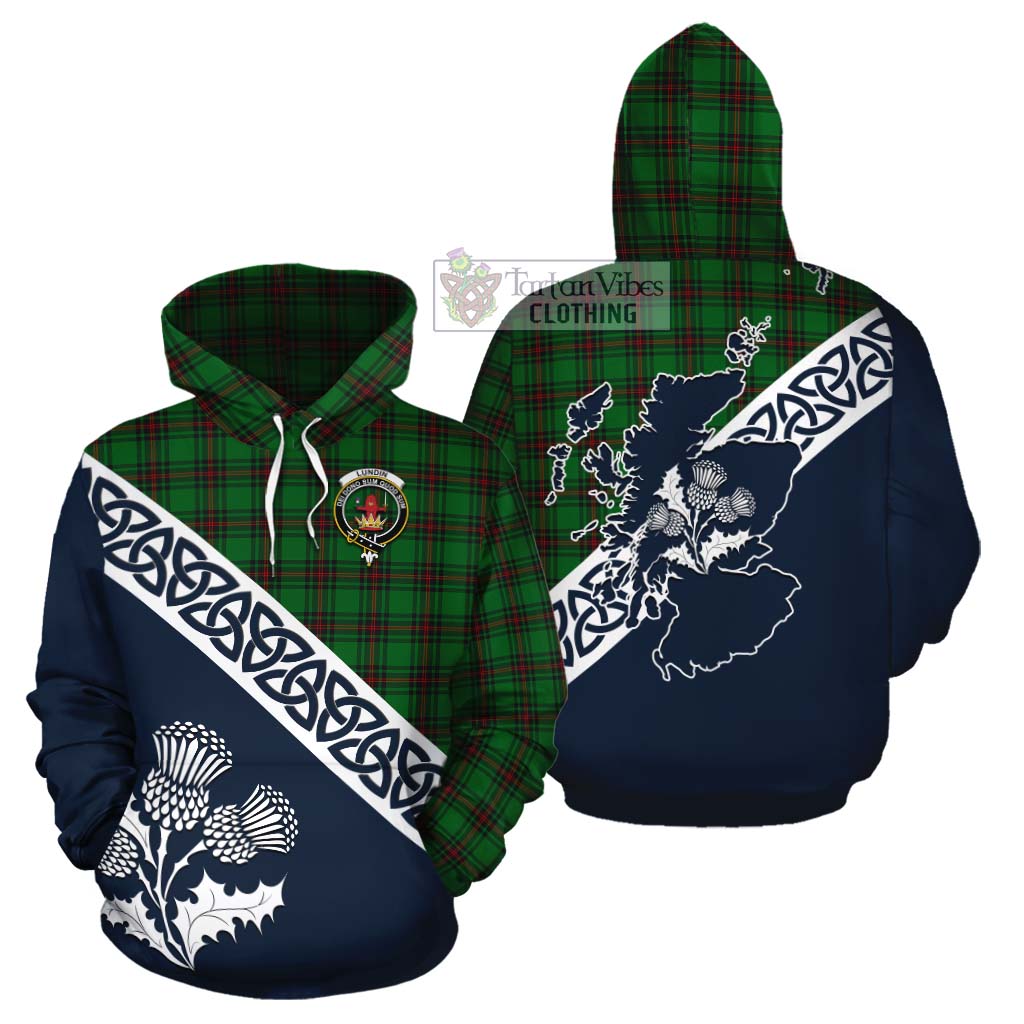 Lundin Tartan Cotton Hoodie Featuring Thistle and Scotland Map Zip Hoodie - Tartan Vibes Clothing